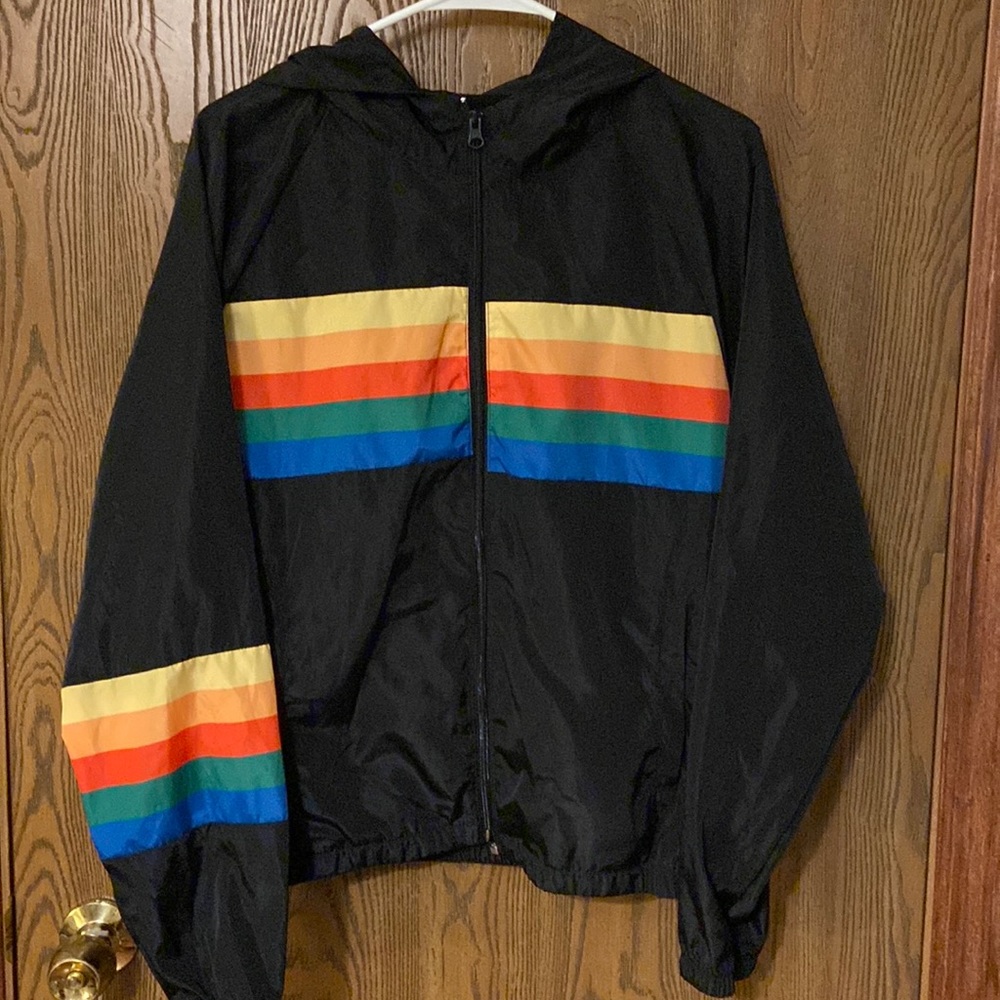 Black and Rainbow Water-proof Jacket